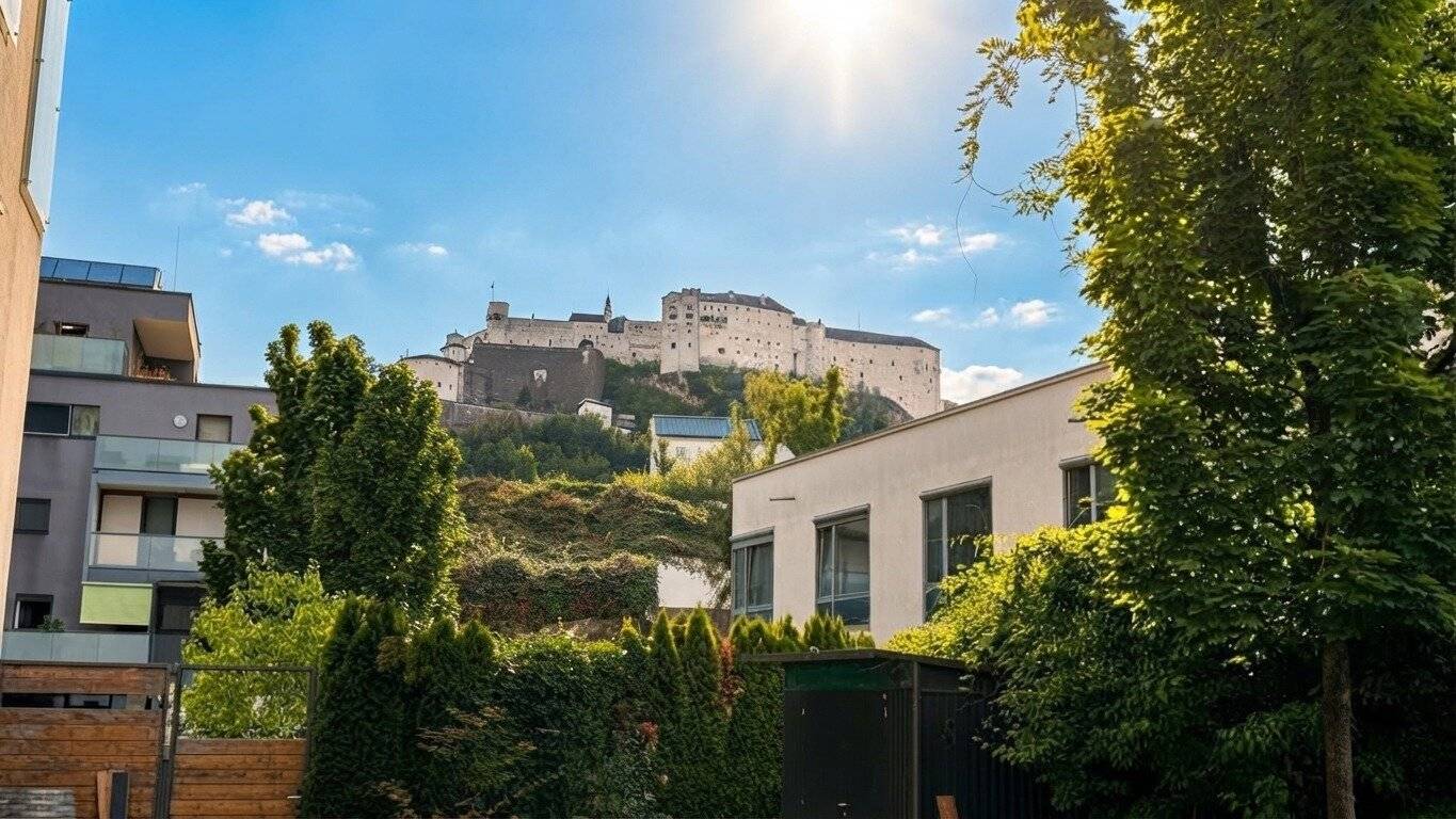 Traumhafte Wohnung mit riesigem 350m² Garten und BLICK auf die Festung Hohensalzburg