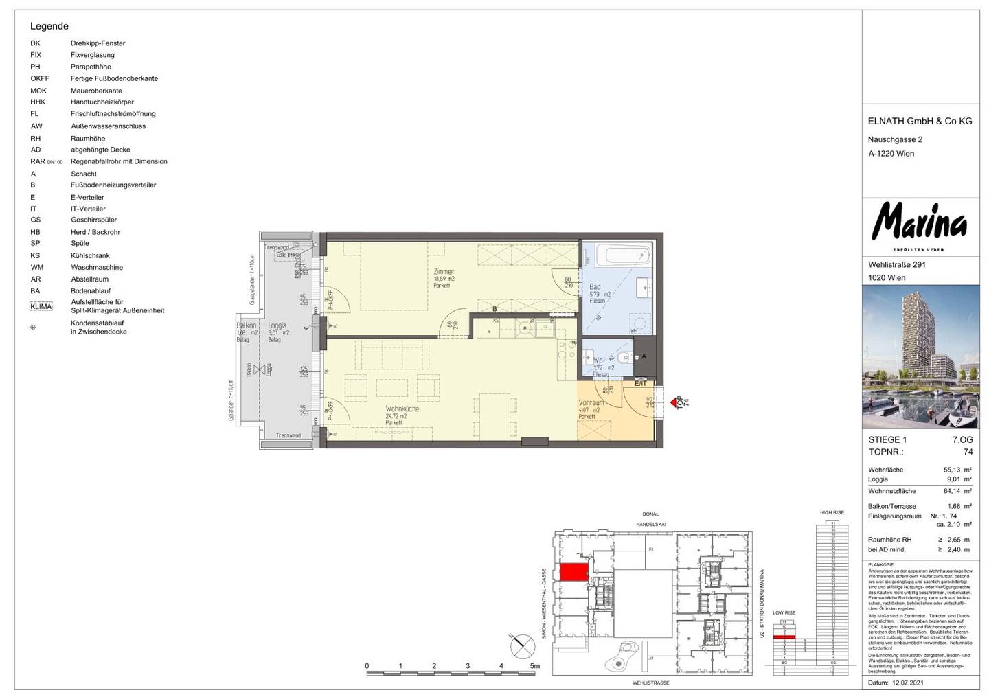 MARINA TOWER I 2 Zimmer Wohnung I Donau Blick