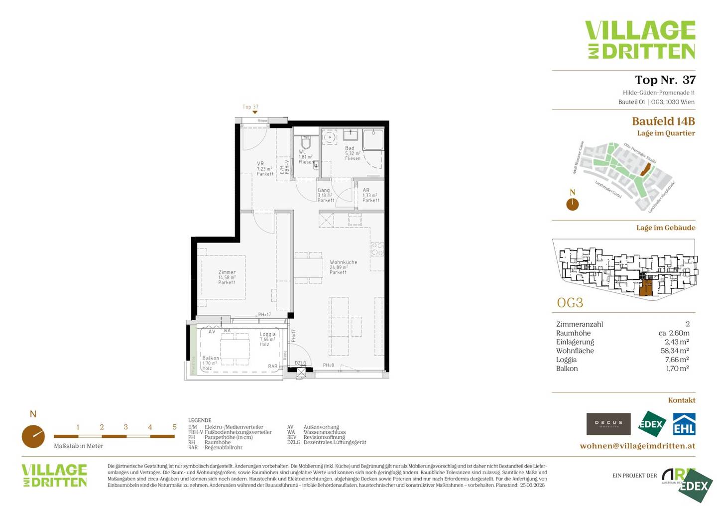 VILLAGE IM DRITTEN | BAUFELD 14B | Modern 2-room apartment with loggia in courtyard quiet location