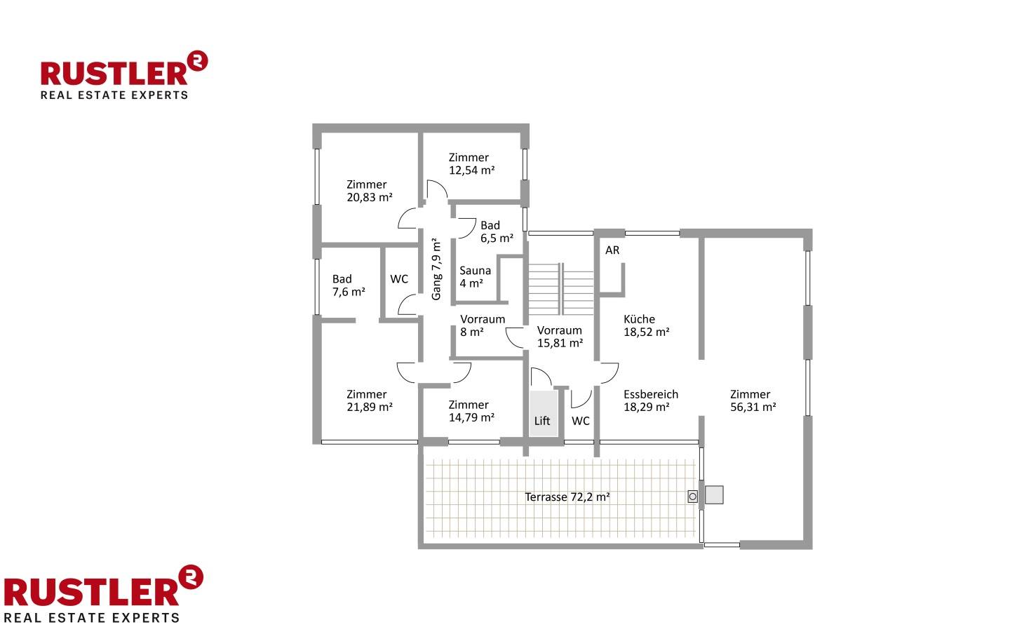 Penthouse with southwest terrace and unobstructed mountain view