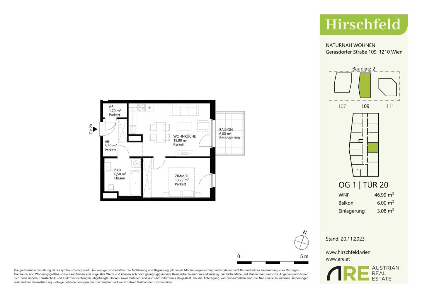 AB SEPTEMBER: HIRSCHFELD – 2-Zimmer-Balkonwohnung in ausgezeichneter Lage