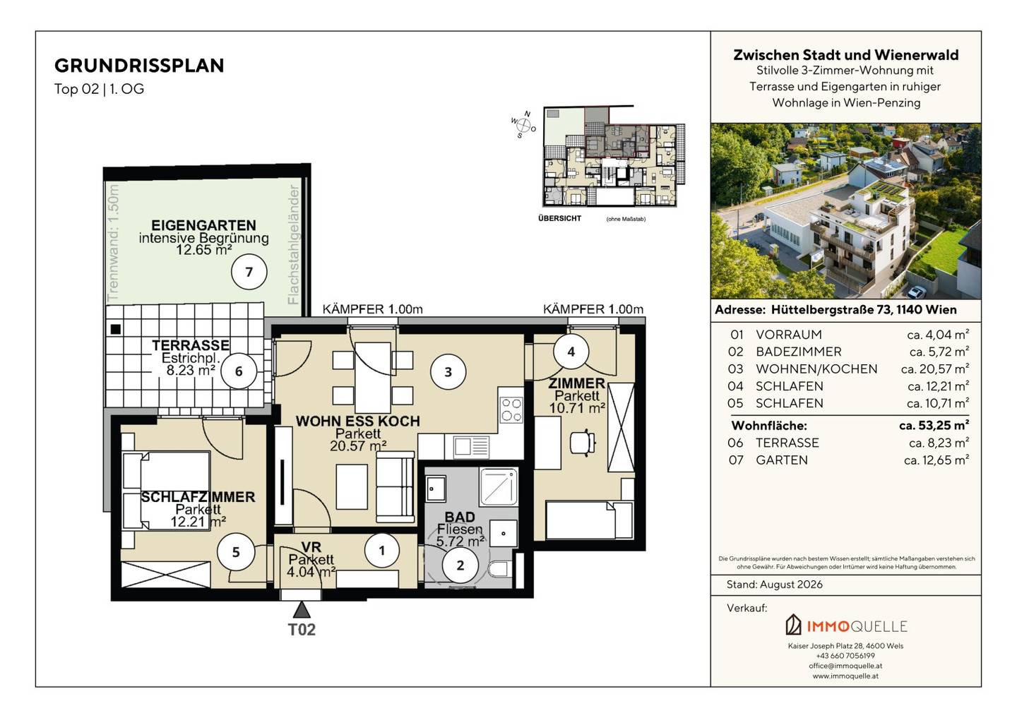 Between the City and Wienerwald - Stylish 3-Room Apartment with Terrace and Private Garden in a Quiet Residential Area in Wien-Penzing