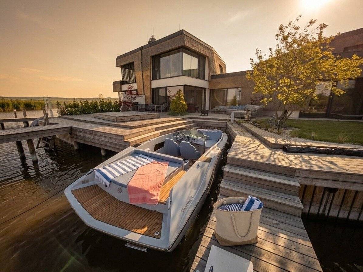 Einzigartige Seevilla mit direktem Seezugang und Bootsliegeplatz in Neusiedl am See