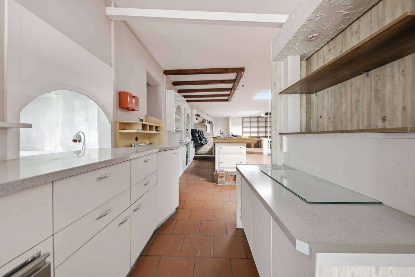 Professional kitchen and terrace in central location apartment
