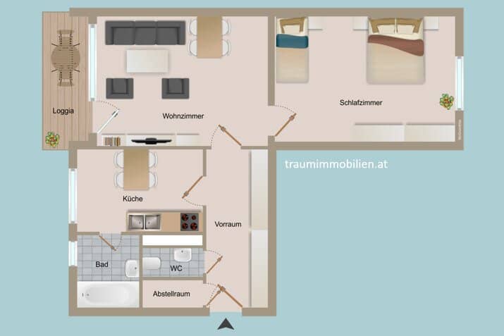 SEHR GUT AUFGETEILTE 2 ZIMMER WOHNUNG IN KLAGENFURT ZUM TOP-PREIS