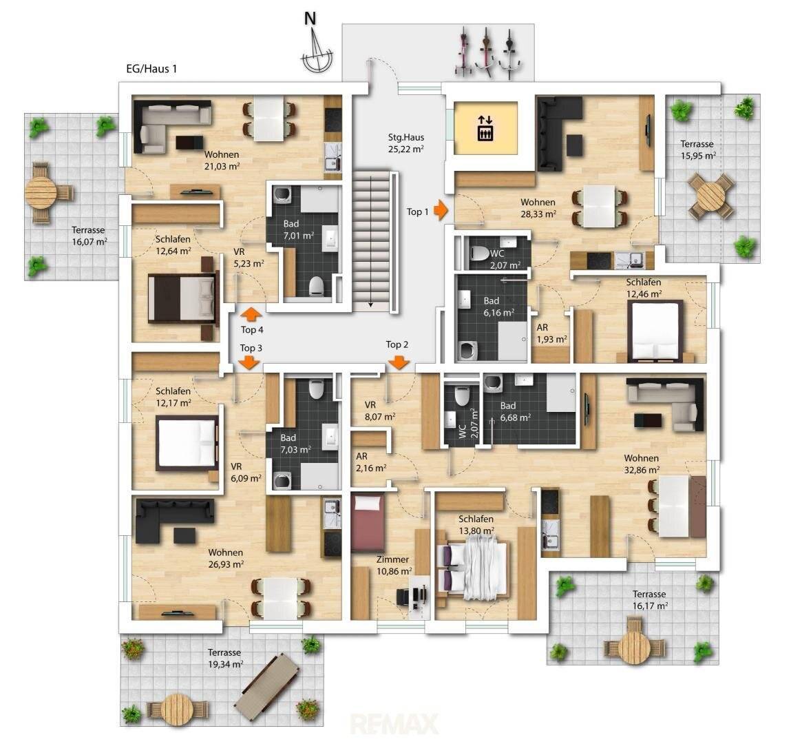 Smart geschnittene 2-Zimmer-Wohnung mit privatem Garten