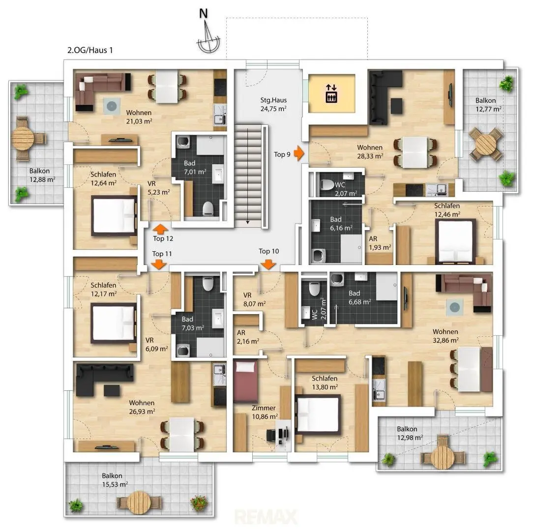 More space for the family: 3-room apartment with balcony