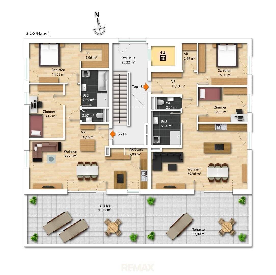 Exklusiv mit Dachterrasse | 3-Zimmer-Wohnung in Wilhering