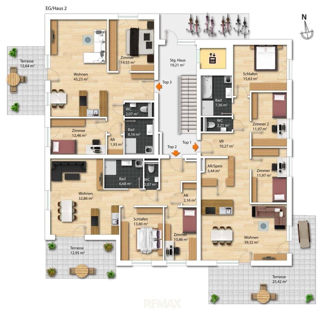 Smart geschnitte 3-Zimmer-Wohnung mit privatem Garten