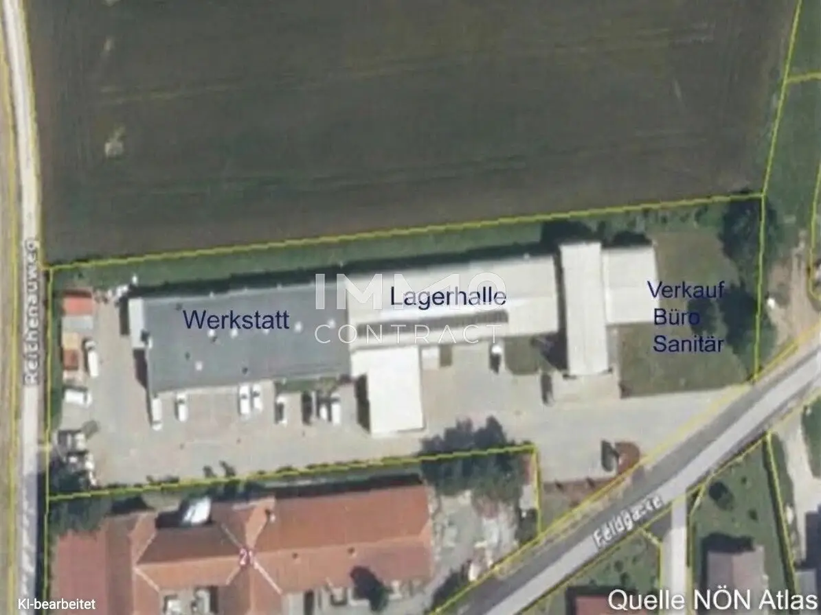 1,205 m² commercial property, 395 m² sales area, 550 m² storage, 260 m² workshop, 4,803 m² operating site