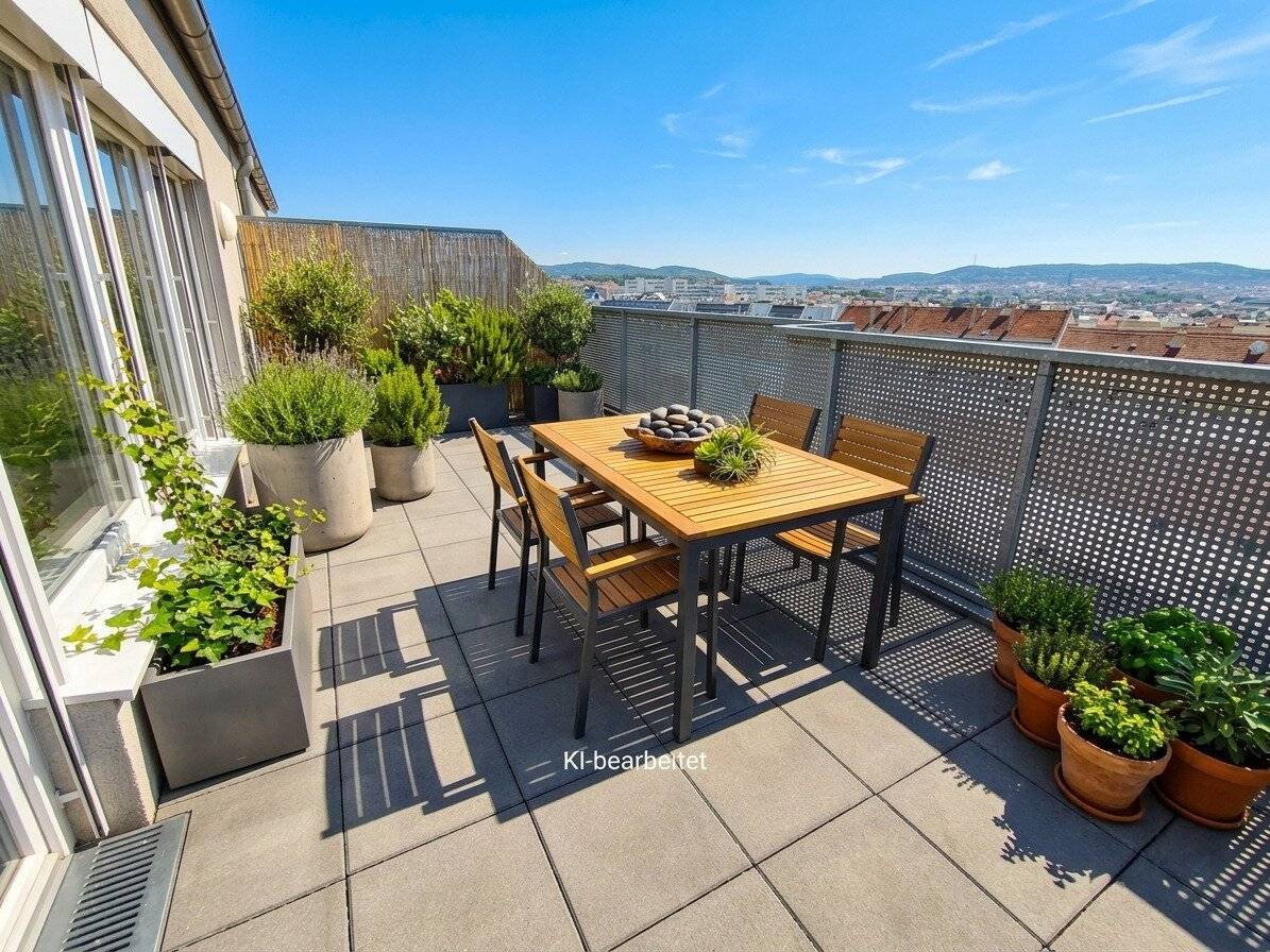 Klimatisierte Terrassenwohnung mit Fernblick beim Bahnhof Meidling