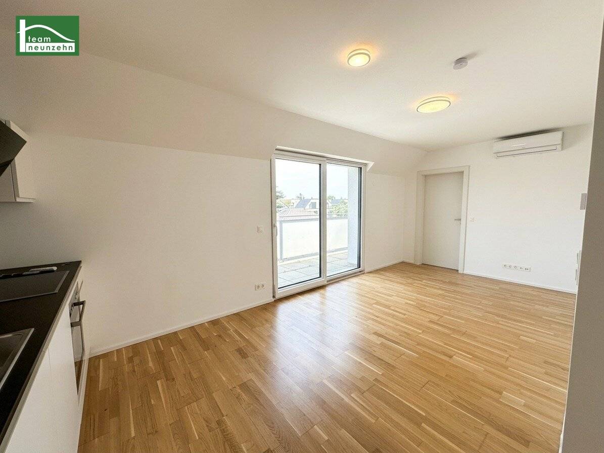 Wohnen im Grünen! Klimatisierte Wohnung mit Weitblick und großer Terrasse in Essling! Lobau und Kirschenallee ums Eck!