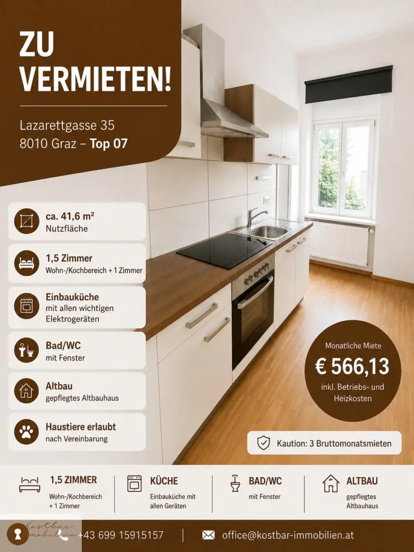 "Traumwohnung für Tierfreunde: Charmante Kleinwohnung in der Lazarettgasse zu vermieten!"