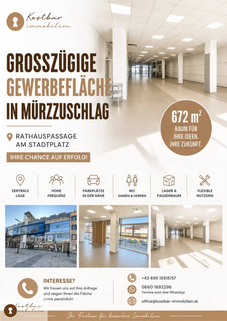 Entdecken Sie die perfekte Gewerbefläche in der Rathauspassage Mürzzuschlag – Flexibel zu mieten, ideal für Ihren Geschäftserfolg!