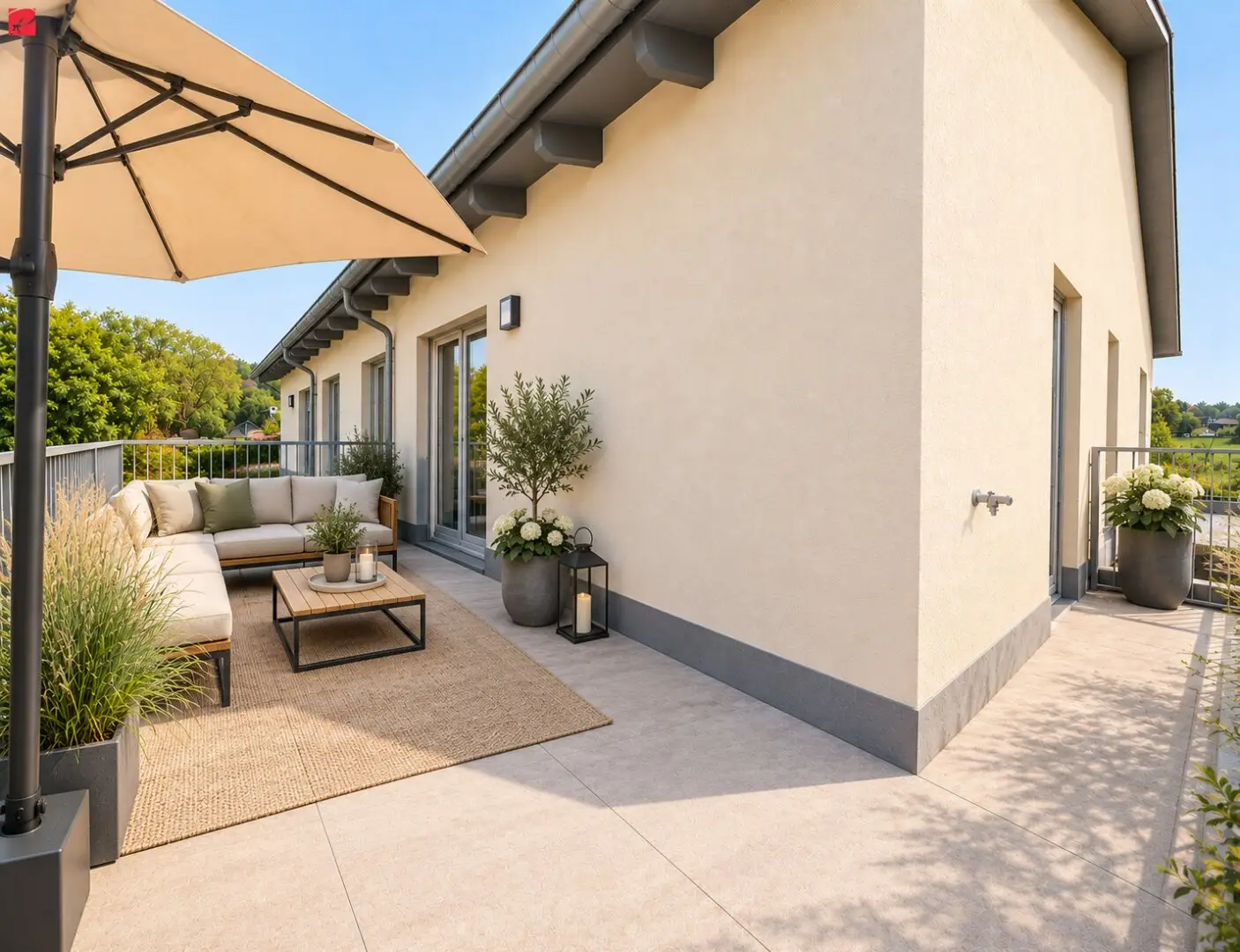 Bright first occupancy with large balcony & carport