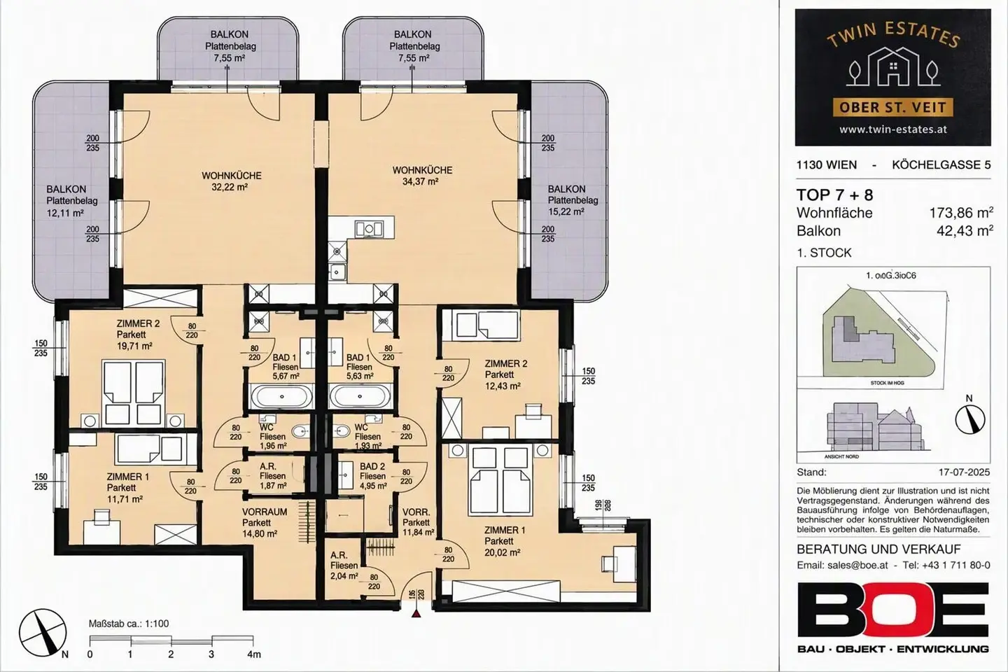 Spacious and bright 6-room apartment with 4 balconies and absolute dream view