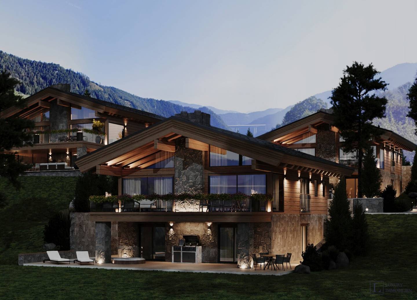 Privates Alpenchalet mit Pool, Wellnessbereich und Bergblick