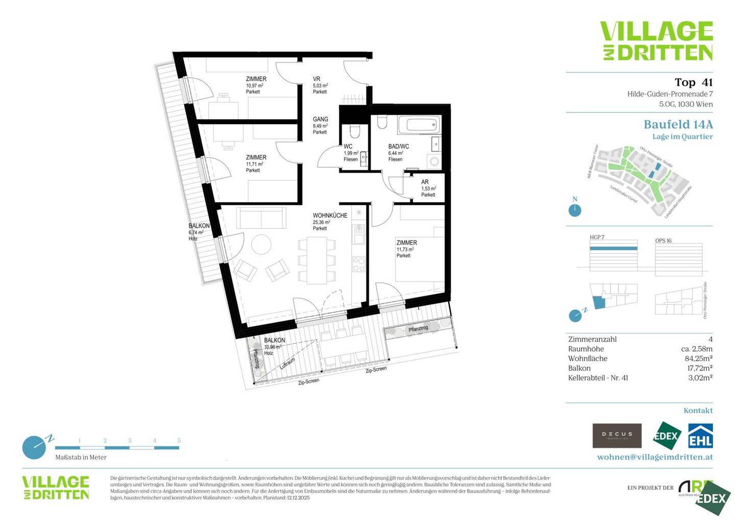 VILLAGE IM DRITTEN | Stunning 4-room corner apartment with park view