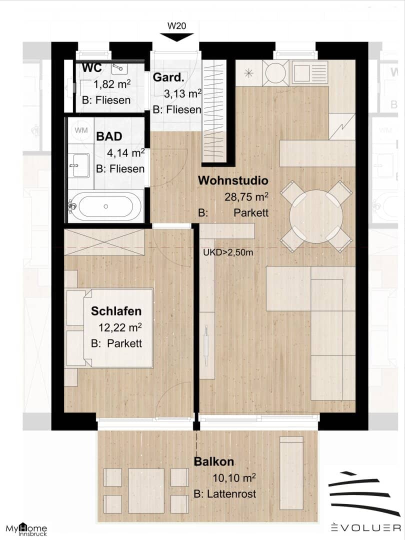 ÈVOLUER - Attractive Attic Apartment with Sunny Balcony