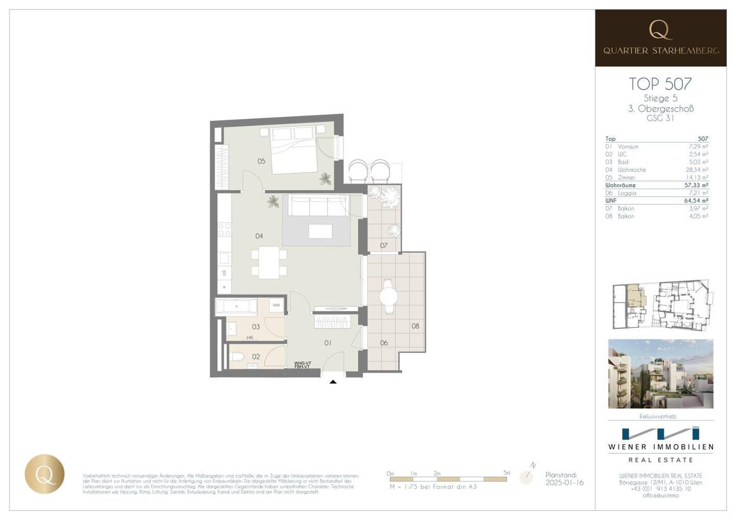 2 room apartment with balcony and loggia - First occupancy in Graf-Starhemberg-Gasse