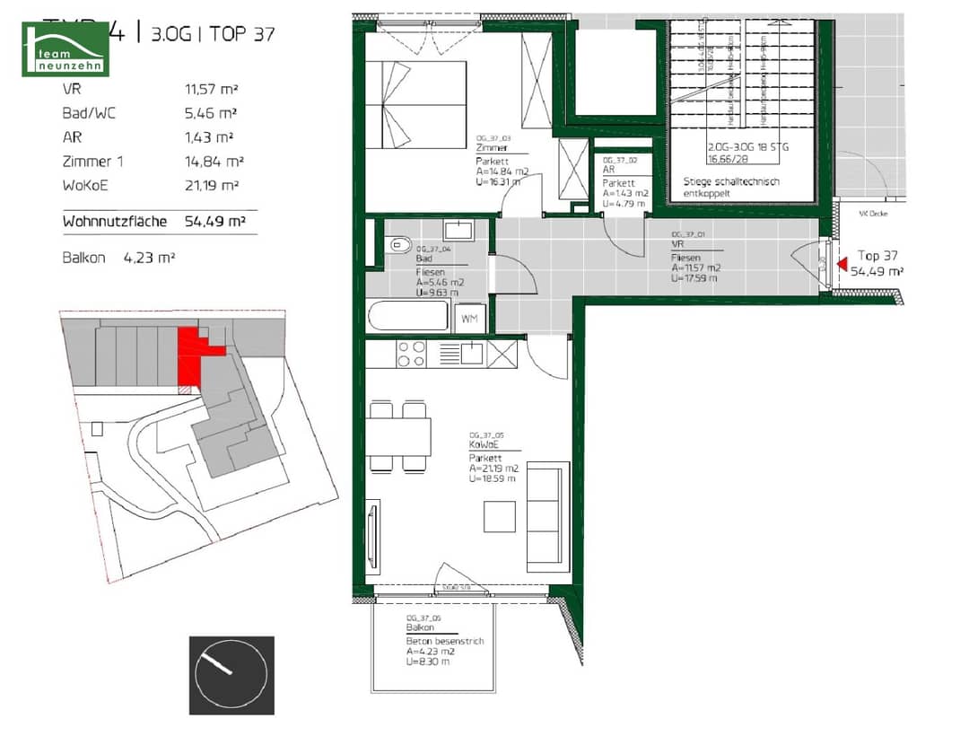 Apartment near Graz Main Station with balcony