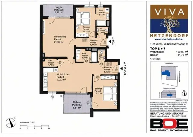 Charming and well laid out 4 room apartment with 2 balconies