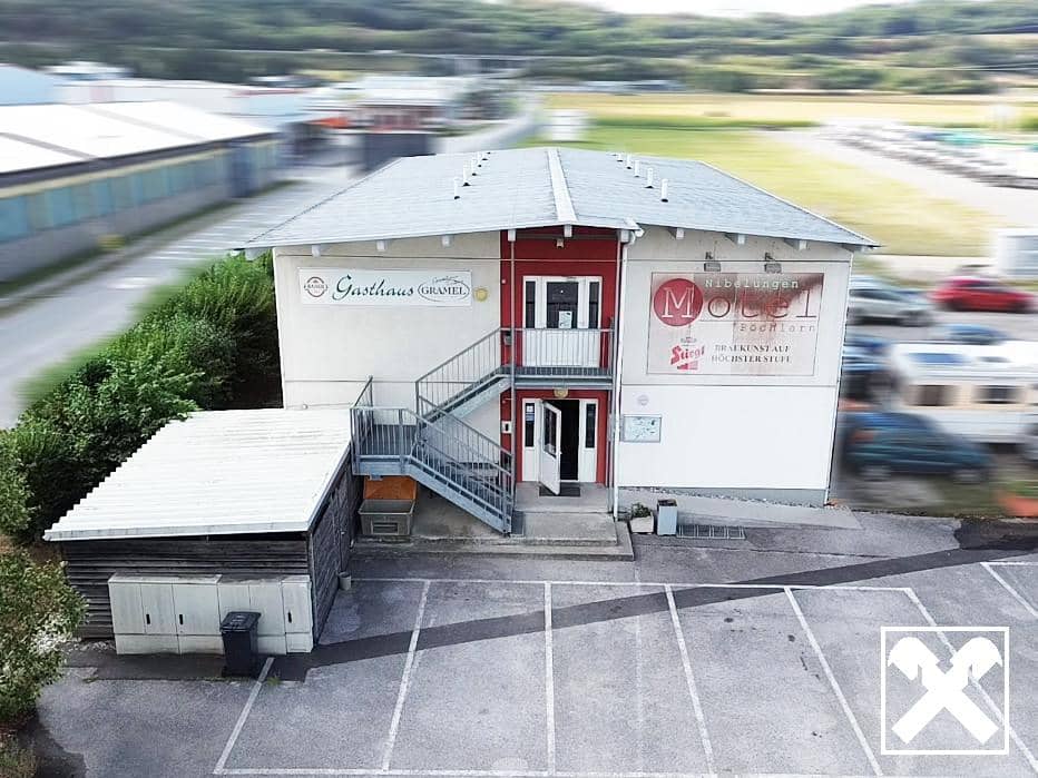Blick aufs Motel