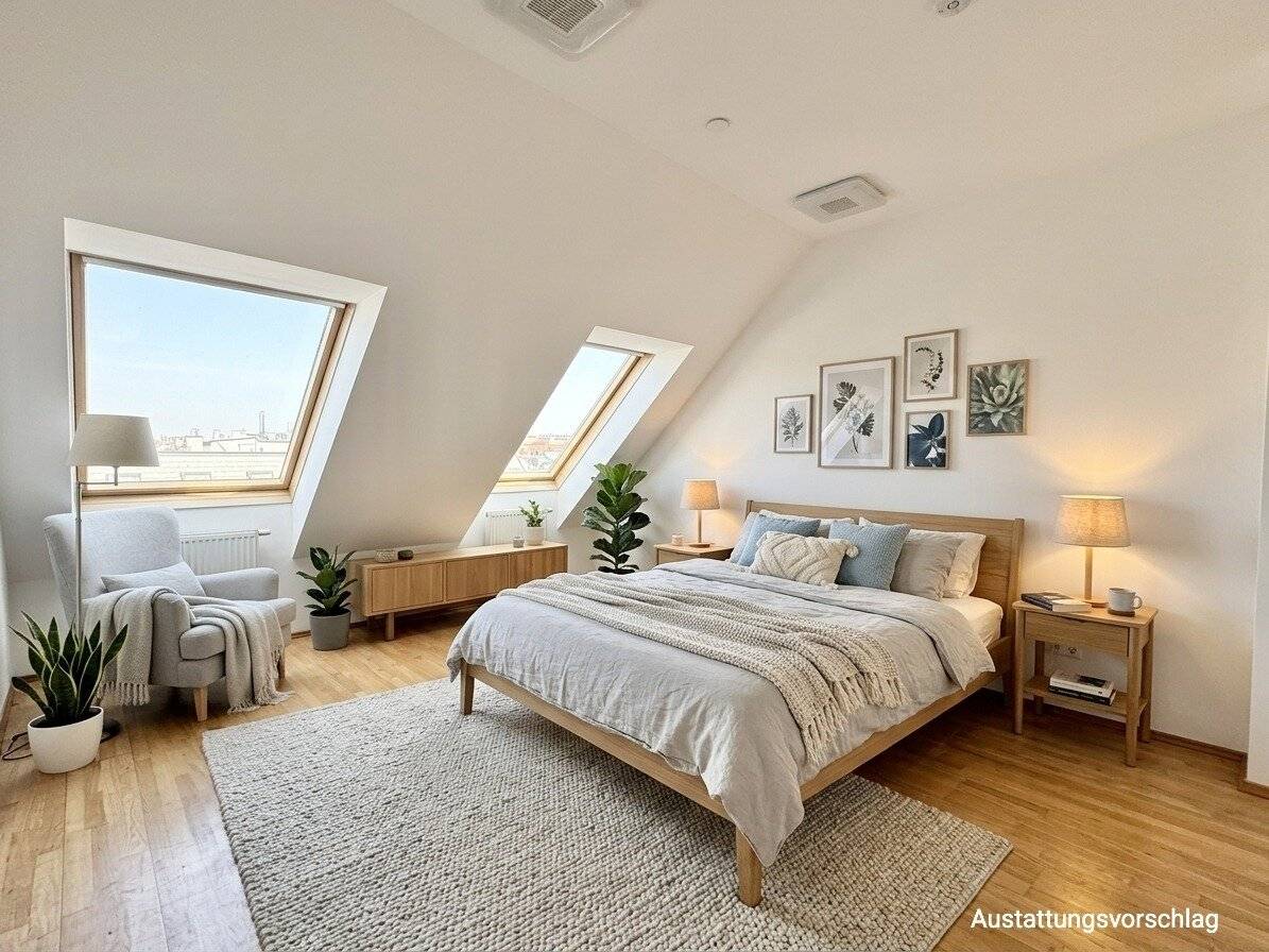 Stylish 3-room attic apartment with terrace and fitted kitchen in 1100 Vienna, 99 m², 1,595€
