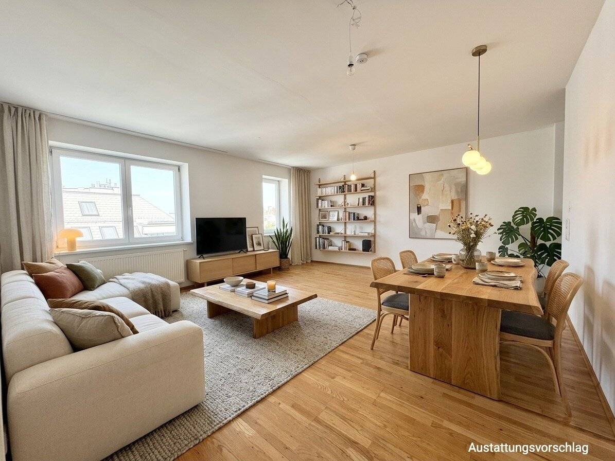 Stylish 3-room attic apartment with terrace and fitted kitchen in 1100 Vienna, 99 m², 1,595€