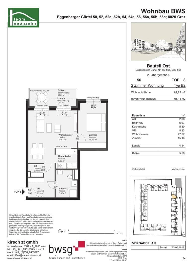 Apartment with loggia and balcony in central location