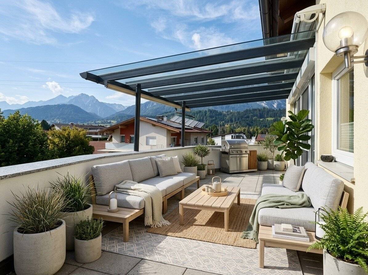 Wattens – Exklusive Maisonette mit ca. 129,55 m² Wohnnutzfläche, 30,66 m² Westterrasse, 2 Autoabstellplätzen, Panoramablick &amp; neuer Designküche