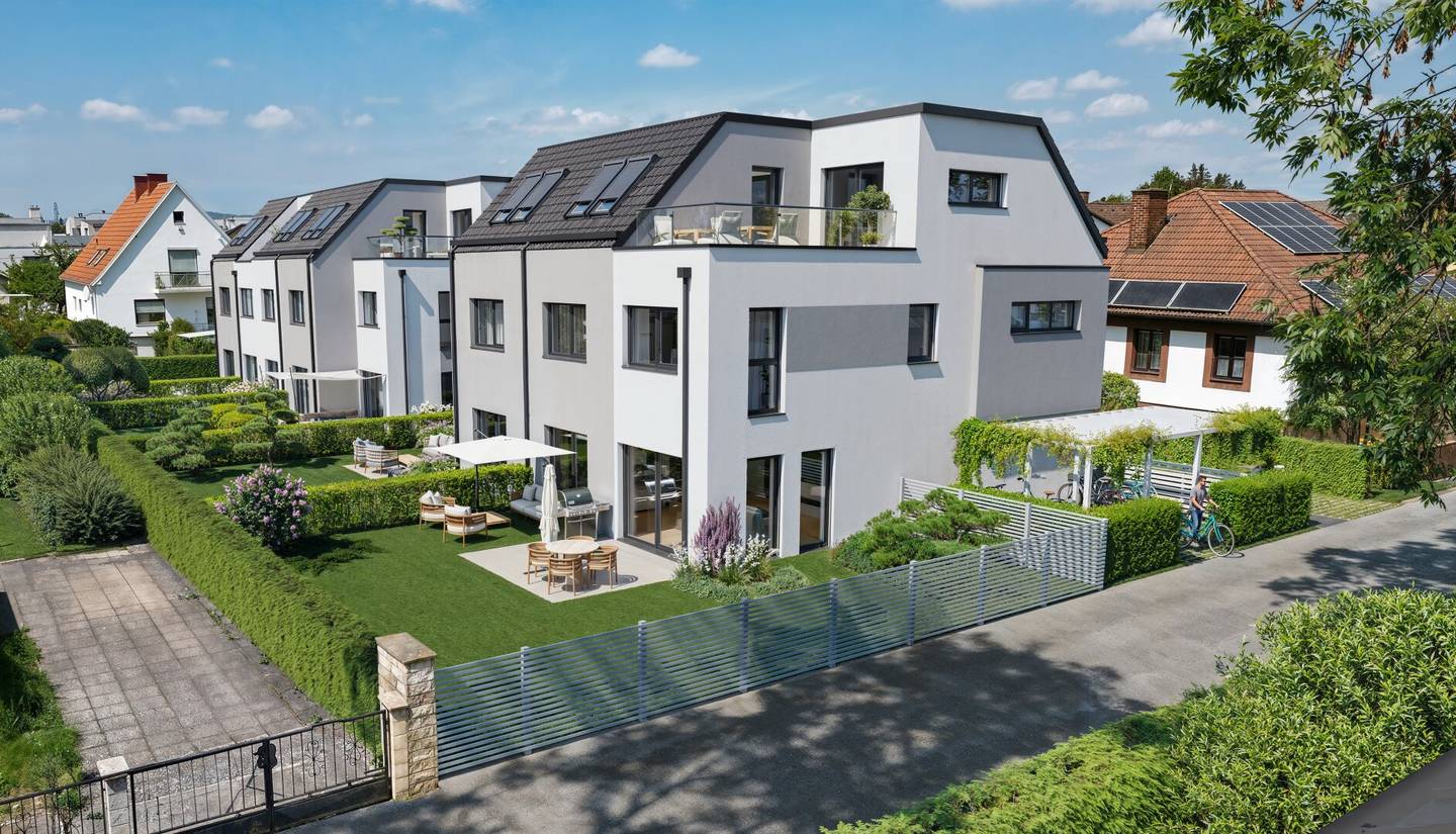 Exclusive single-family houses with south garden in a quiet location and top-floor terrace apartment in solid brick construction