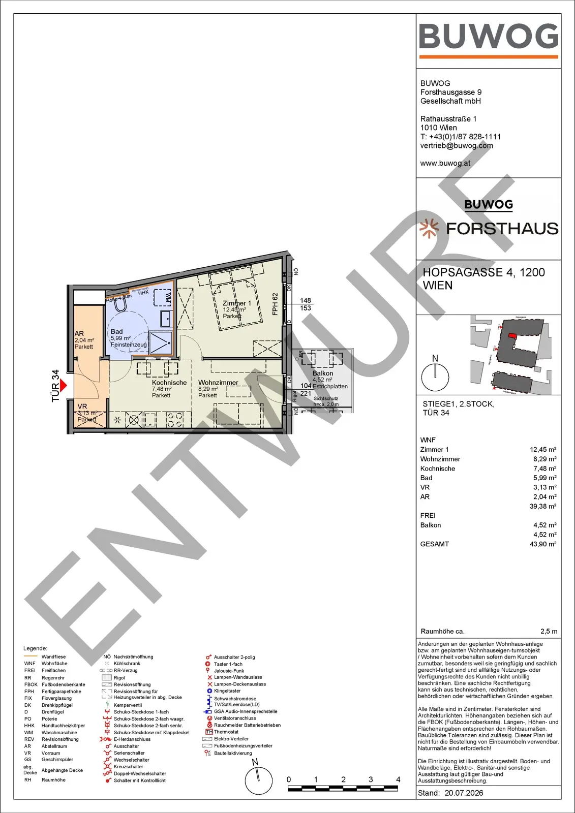 Hofseitige Wohnung nahe Donaukanal mit Balkon