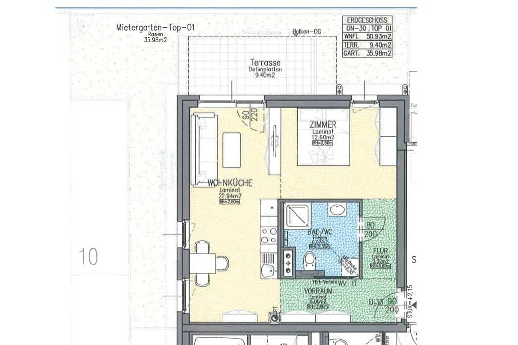 Modern apartment with terrace and garden