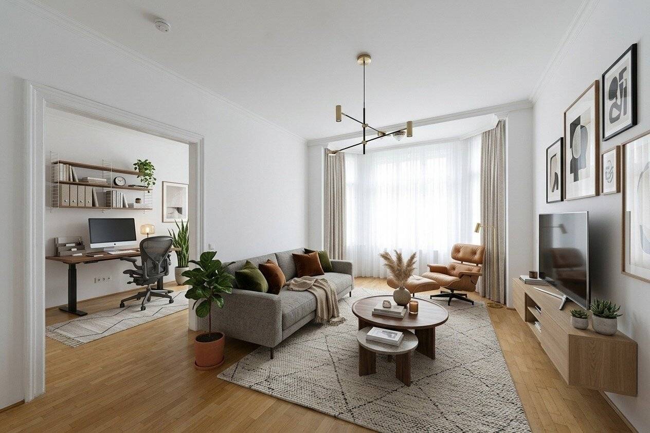 4-room family apartment in the Fasanviertel: Beautiful period building with small balcony