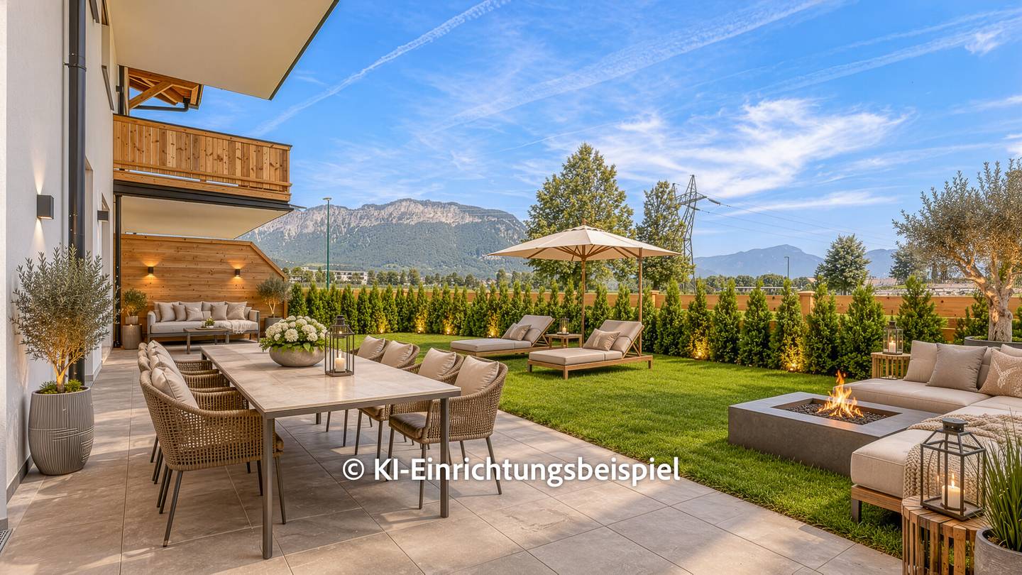 Erdgeschosswohnung with private garden and panoramic view