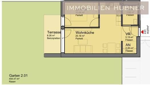 Wohnung mit großem Privatgarten und Terrasse