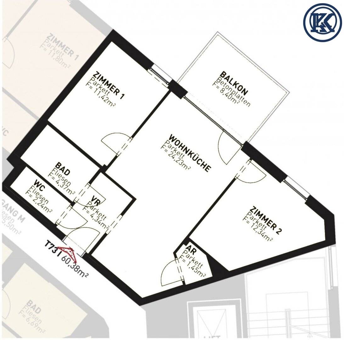 Old Danube &amp; Donauzentrum around the corner: Commission-free 3-room apartment with balcony