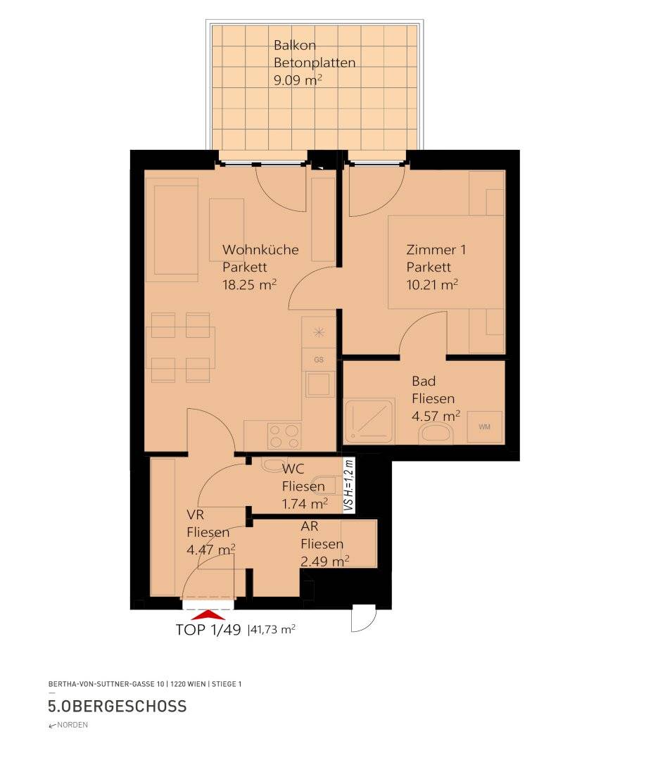 2-room new build apartment including high-quality branded kitchen, balcony outdoor area and cellar compartment / K3-49