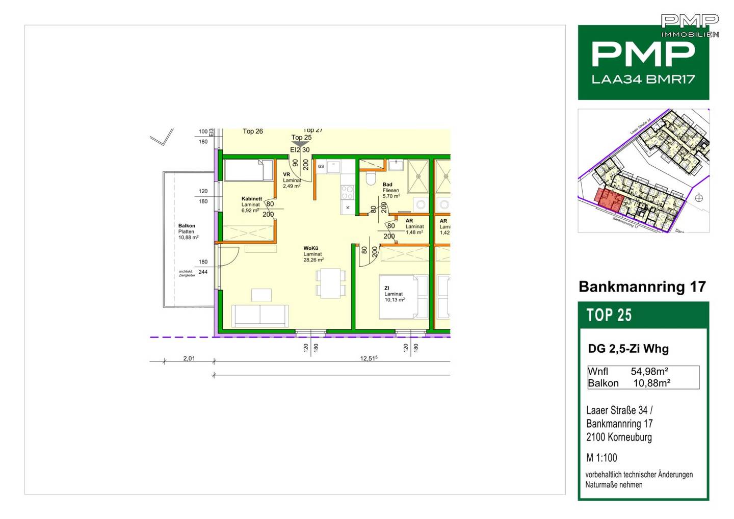 Ideal room layout - 2.5-room top-floor apartment with balcony