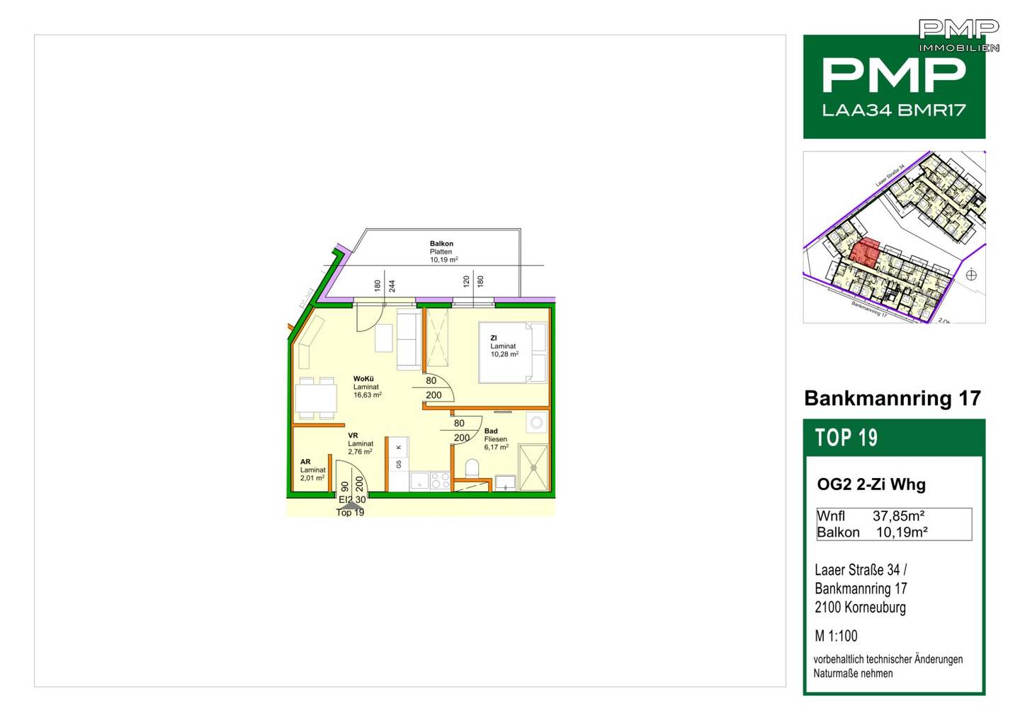 Quiet central location - 2-room apartment with balcony on 2nd floor