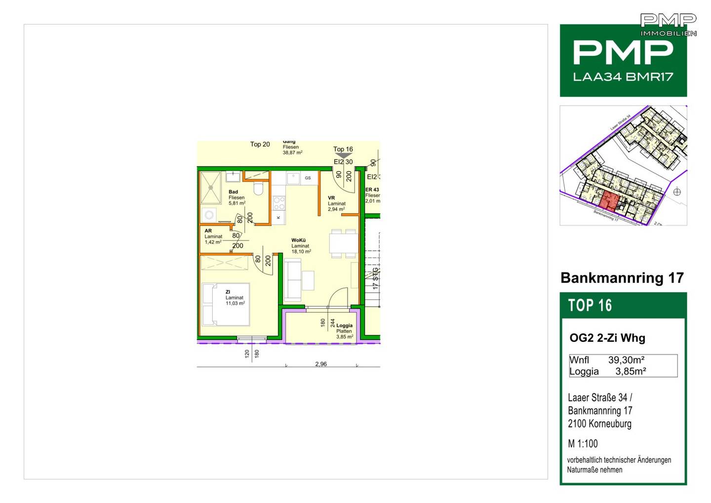 The perfect city apartment - 2-room apartment with loggia on the 2nd floor