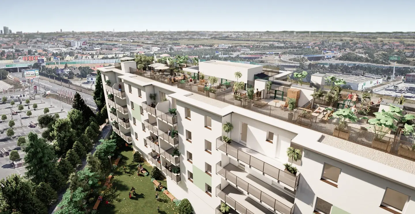 Commission-free and Immediate Occupancy: 3-room apartment with private 33.33 m2 roof garden directly at the Vienna city border - Top 1/29