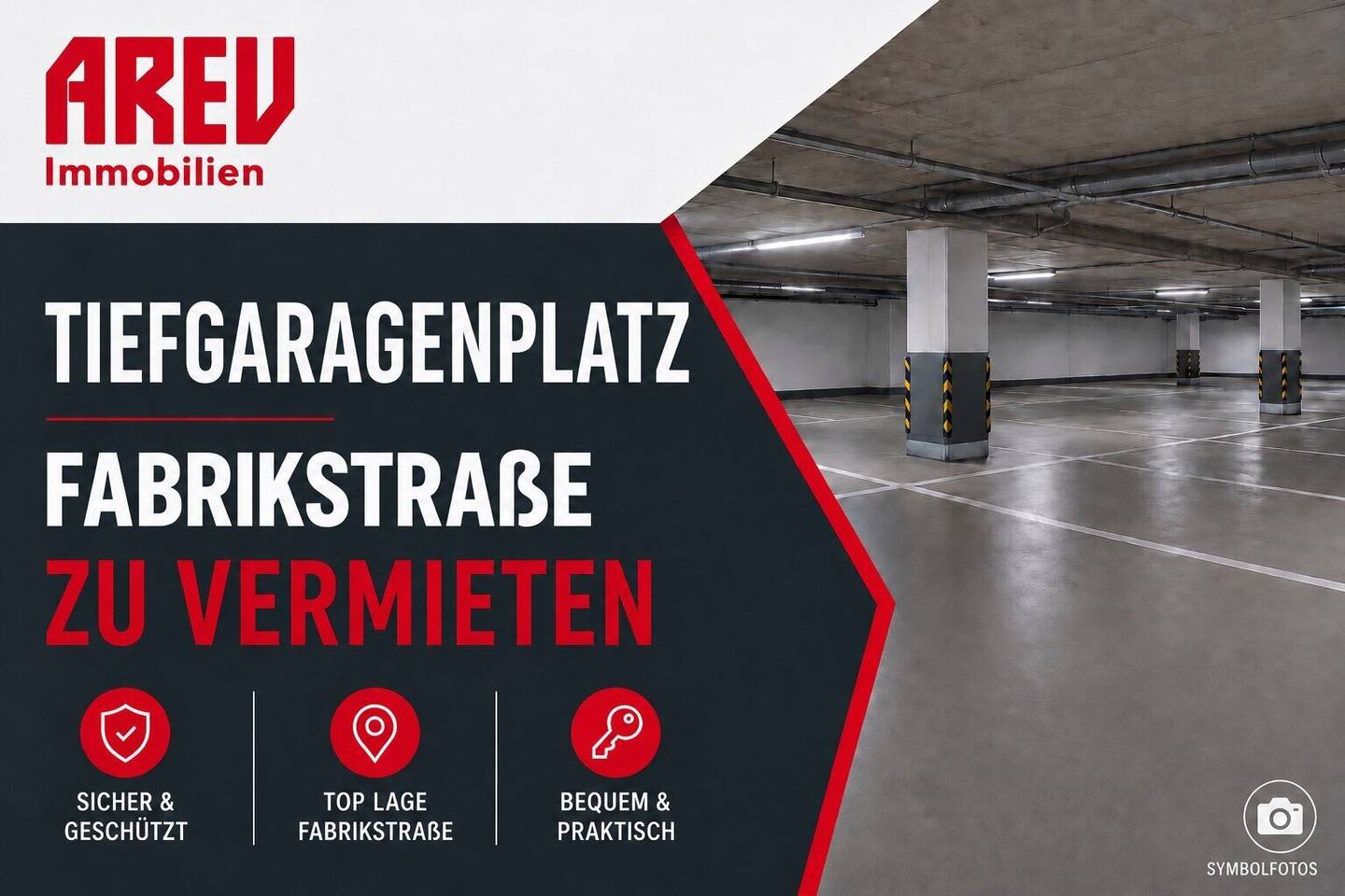 Underground garage parking space in Fabrikstrasse 32 available immediately