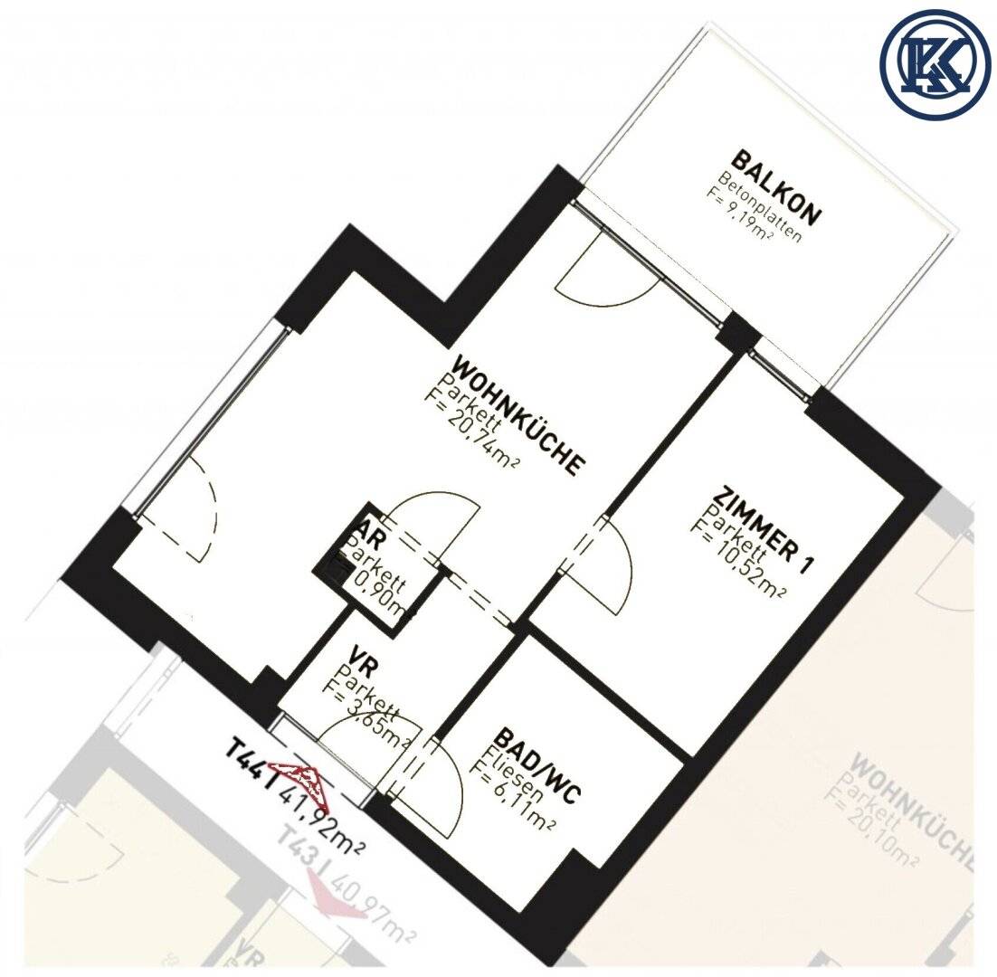 Alte Donau &amp; Donauzentrum around the corner: Commission-free 2-room apartment with balcony