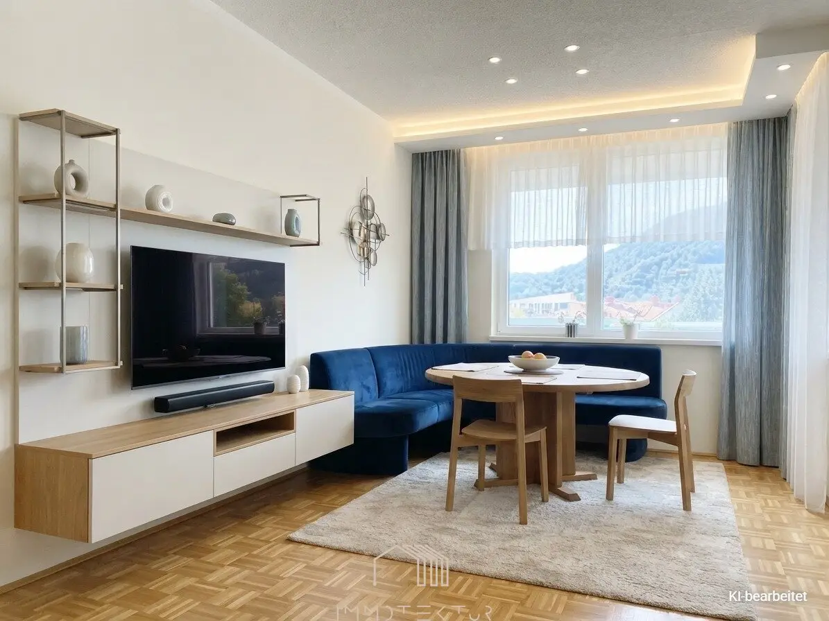 Distant View in Eggenberg: Bright 3-room apartment with separate kitchen, loggia and underground parking space