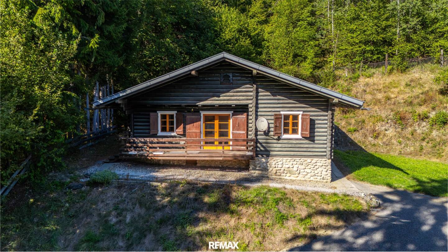 Log house with charm – 3 rooms, balcony & fireplace