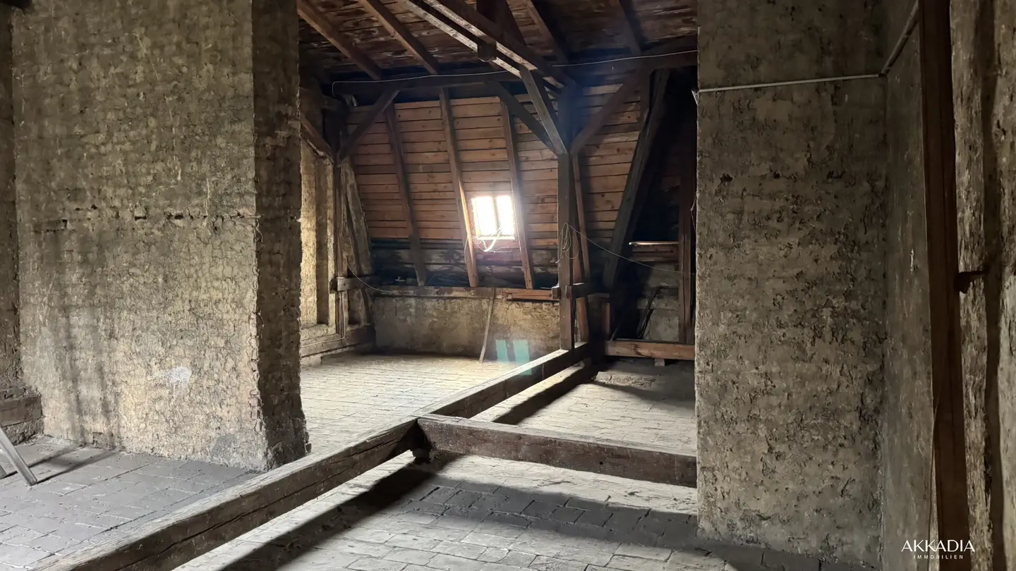 Approved raw attic with two planned loggias in charming old building