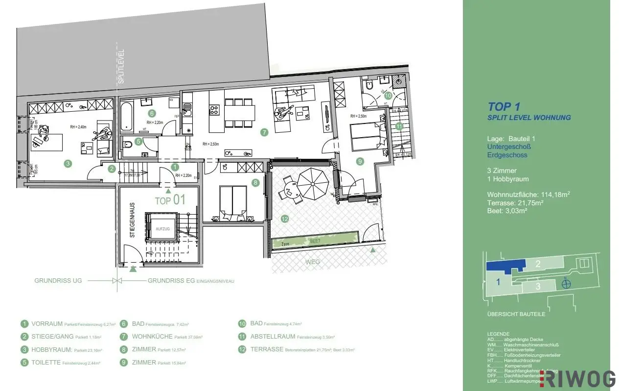4-room apartment with south terrace and high-quality fittings in former carriage house