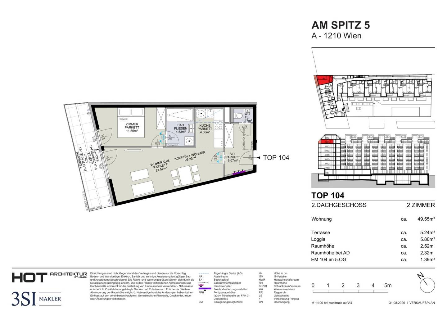 Am Spitz 5: Exclusive 2-room apartment with loggia and terrace